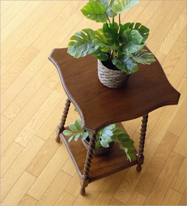 楽天市場】花台 木製 玄関 室内 アンティーク おしゃれ 2段 ナラ材