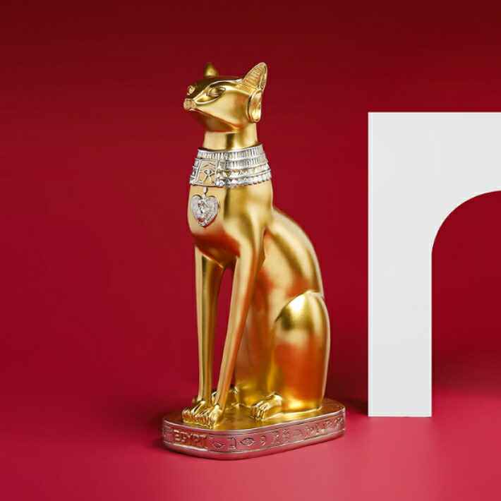 バカラ】動物 猫 エジプト エジプシャンキャット 置物 インテリア☆金