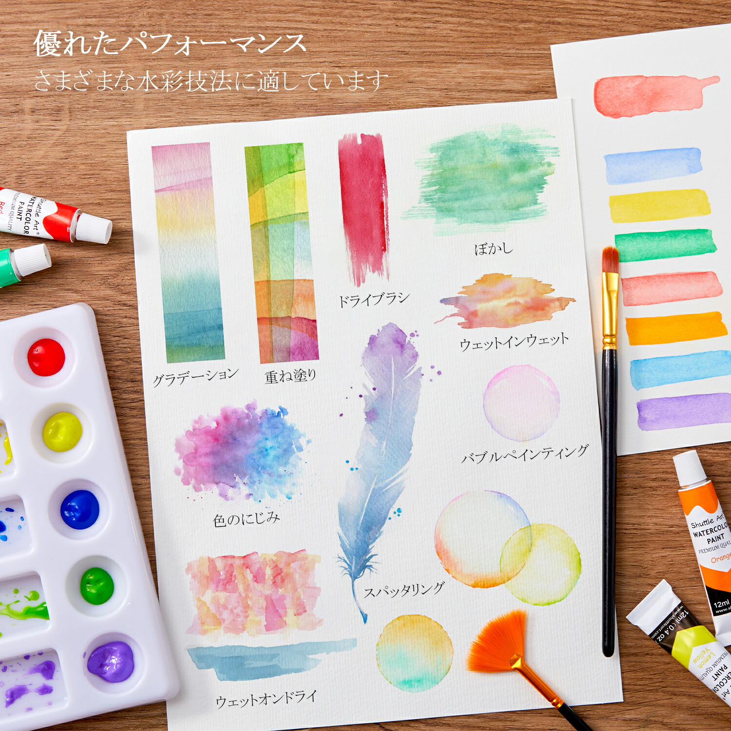 楽天市場】【送料無料】水彩絵の具 36色セット 透明水彩 チューブ