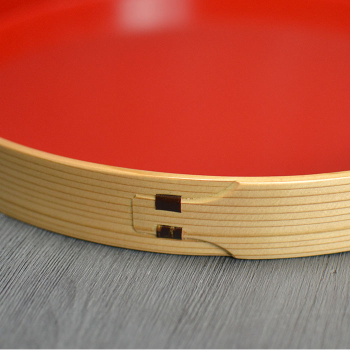 楽天市場】曲げわっぱトレー お盆 木製 丸盆 茶盆 内朱 約30cm 送料