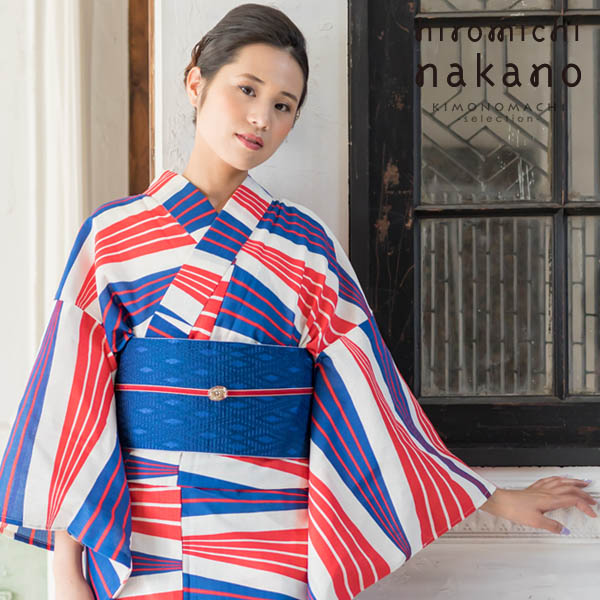 楽天市場】【Prices down2】ナカノヒロミチ 浴衣単品「赤×青 幾何学