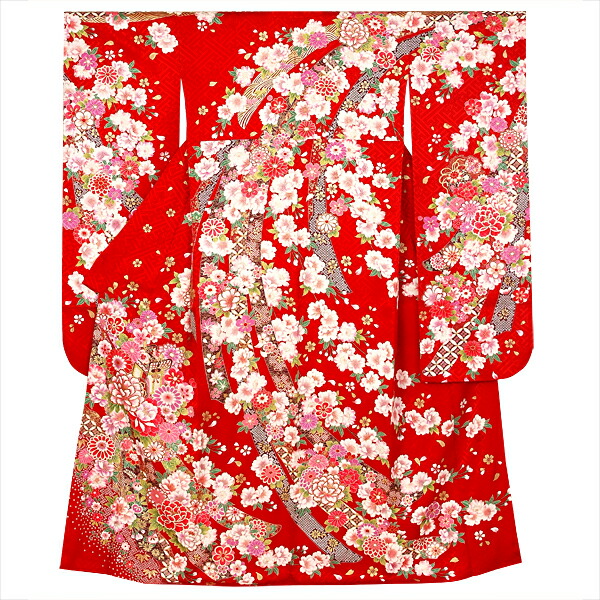 楽天市場】【成人式 振袖 レンタル】RS1413 正絹 赤 熨斗に花桜フル