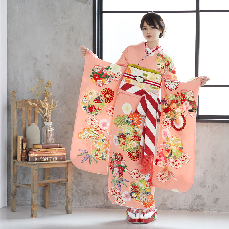 4377 振袖フルセット 成人式 結婚式 ブランド オレンジ 正絹 楽天市場