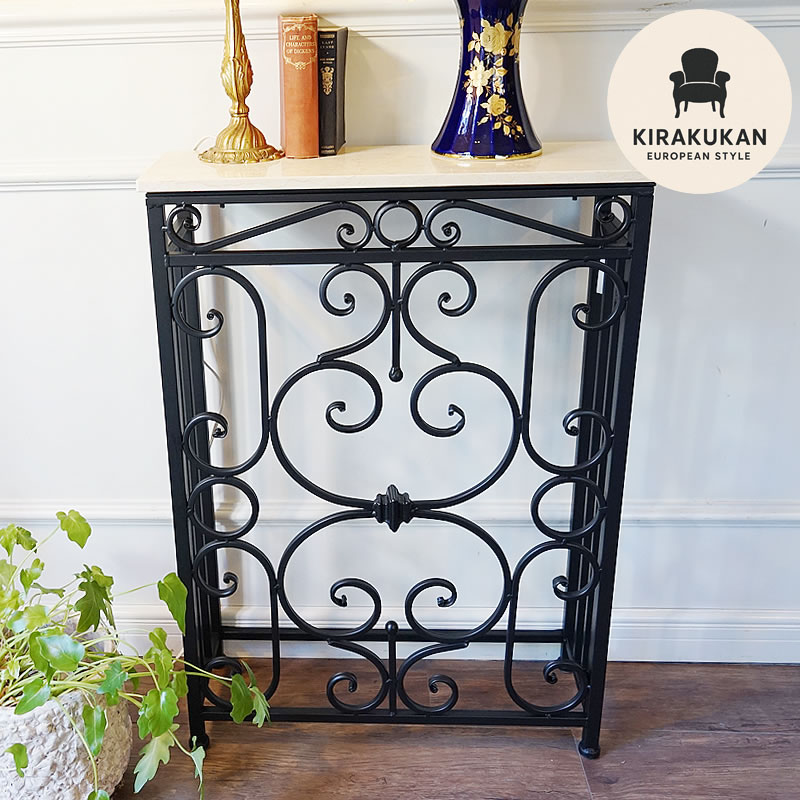 送料込み】アンティークヨーロピアン コンソールテーブル 大理石調天板