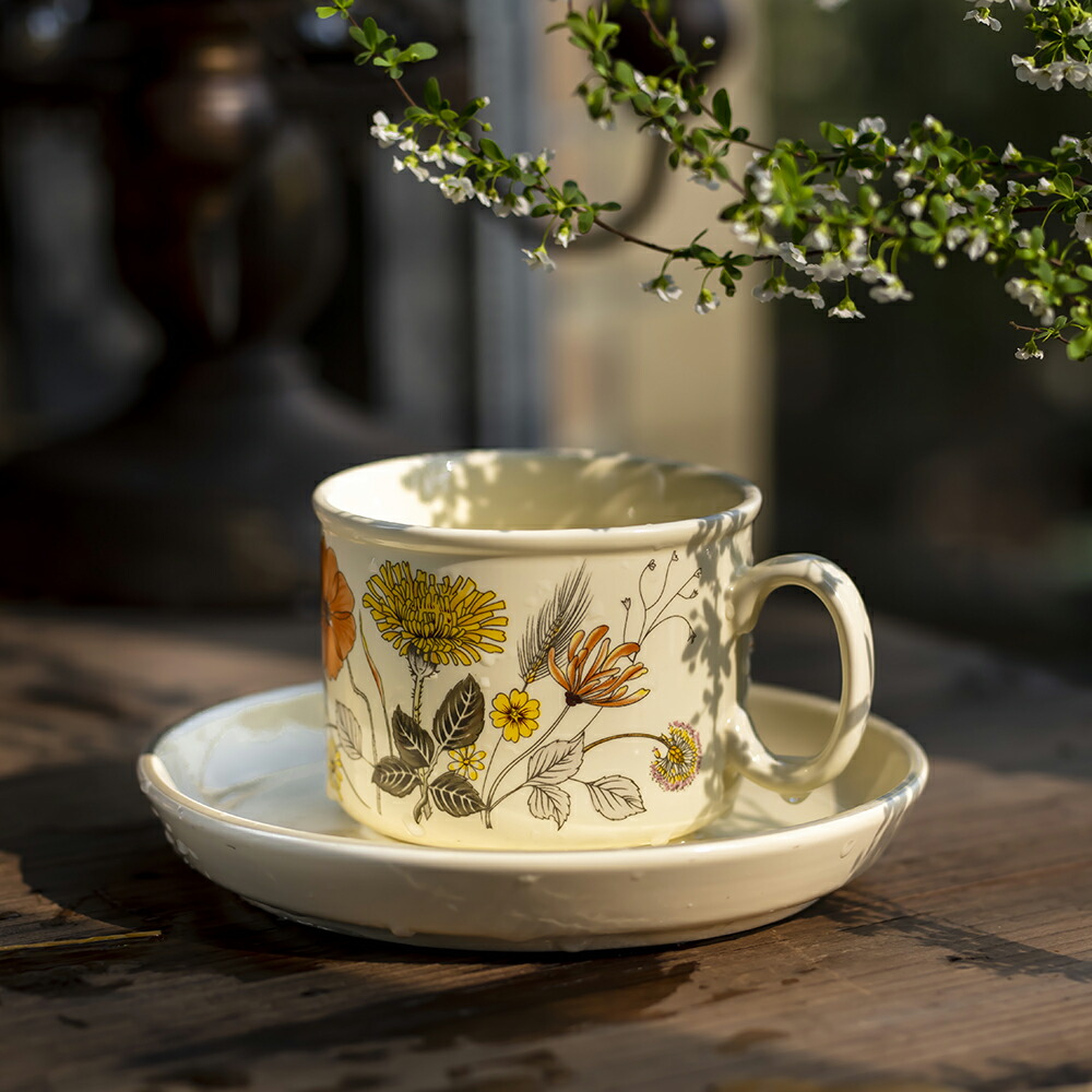 楽天市場】田園風 かわいい 花柄 マグカップ＆プレート＆お皿 懐かしい