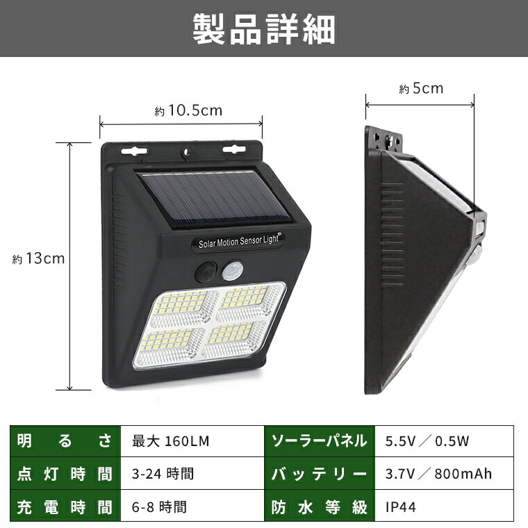 楽天市場】小型 ソーラー センサーライト ウォールライト 防犯ライト