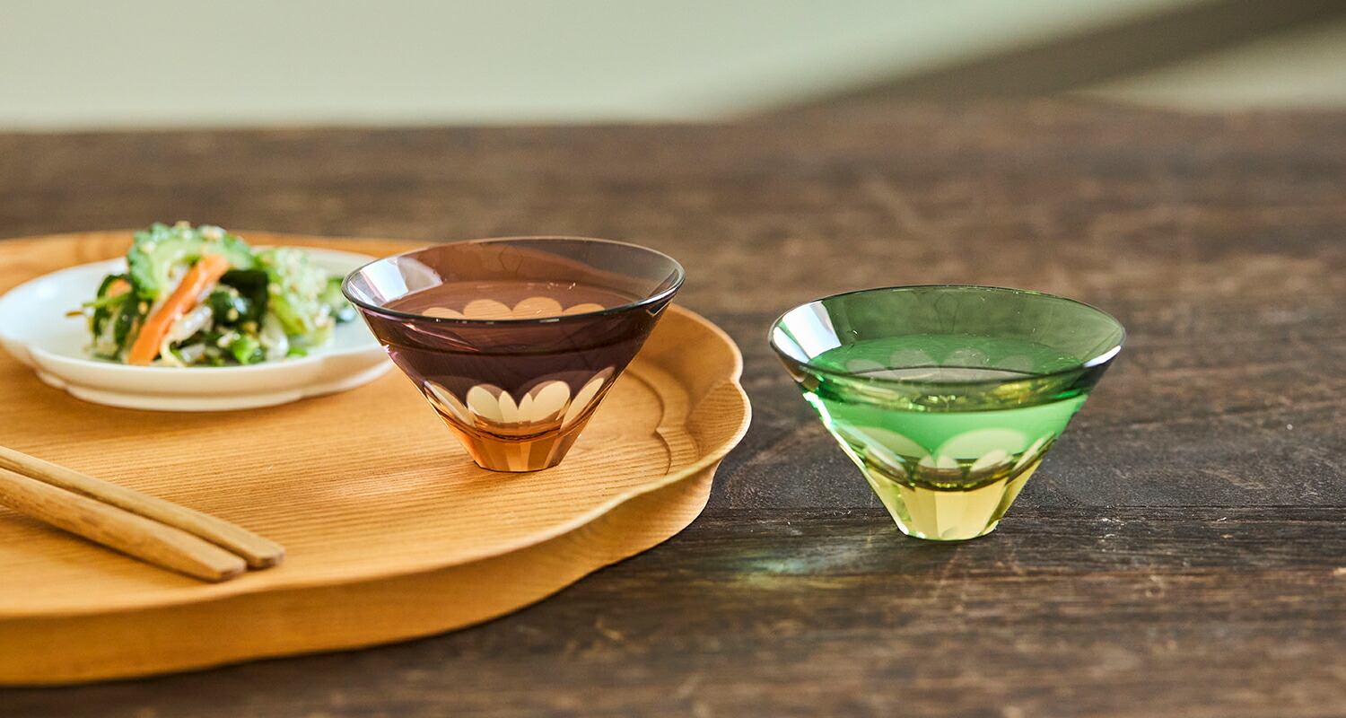 楽天市場】江戸硝子粋彩切子 ぐい呑逆さ富士ペアセット 桐箱入り 伝統