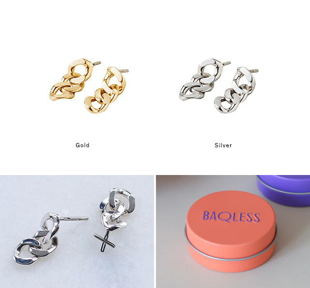 楽天市場】Baqless (バックレス) ピアス アミティ チェーン ゴールド