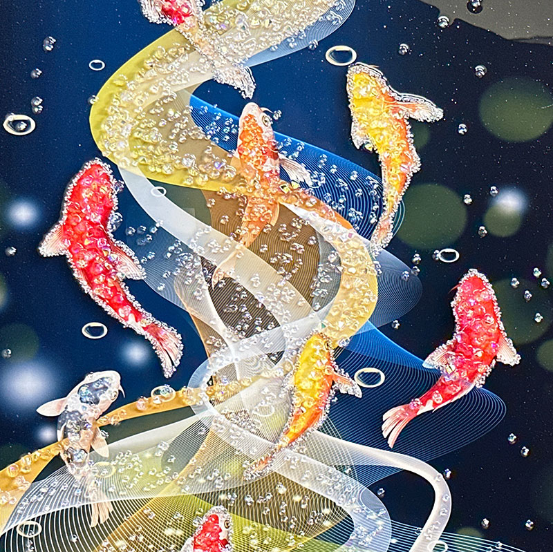 輸入雑貨 天然石 『神秘的な月』 風景画 水晶石 クリスタル フレーム