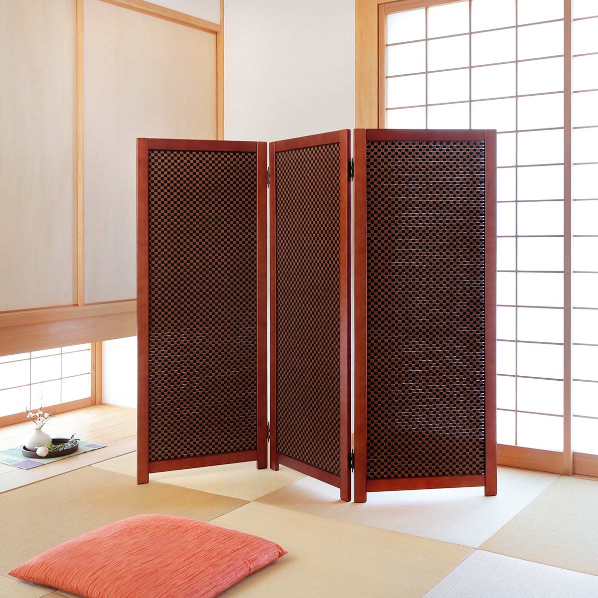 楽天市場】衝立 竹すだれ衝立 市松柄 3連 高さ135cm （ 送料無料