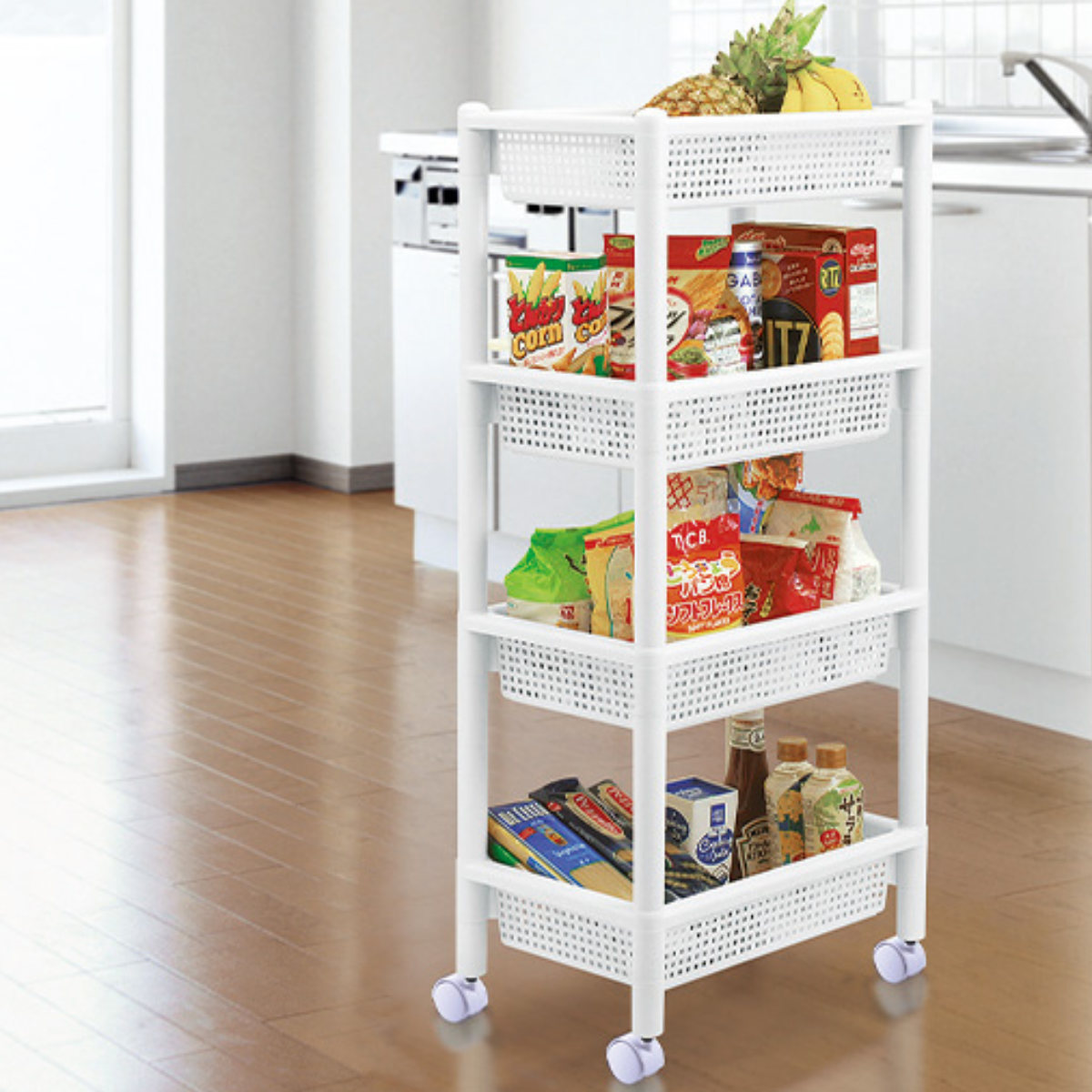 楽天市場】マルチワゴン システムバスケット キャスター付き 4段 （ 幅