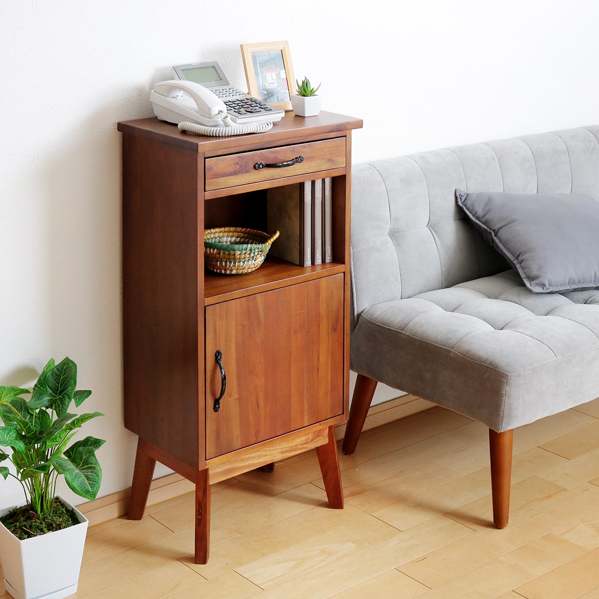 楽天市場】電話台 マホガニー天然木 幅42cm （ 送料無料 電話