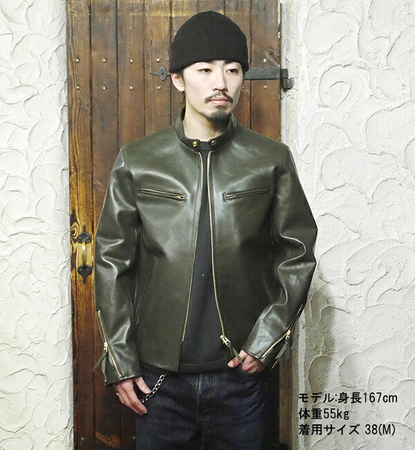 Y'2 LEATHER ワイツーレザー ライダースジャケット PR-64 オリーブ 春