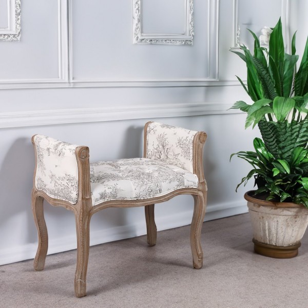 スツール 玄関スツール 玄関椅子 ジュイ柄 アンティーク風 チェア 輸入