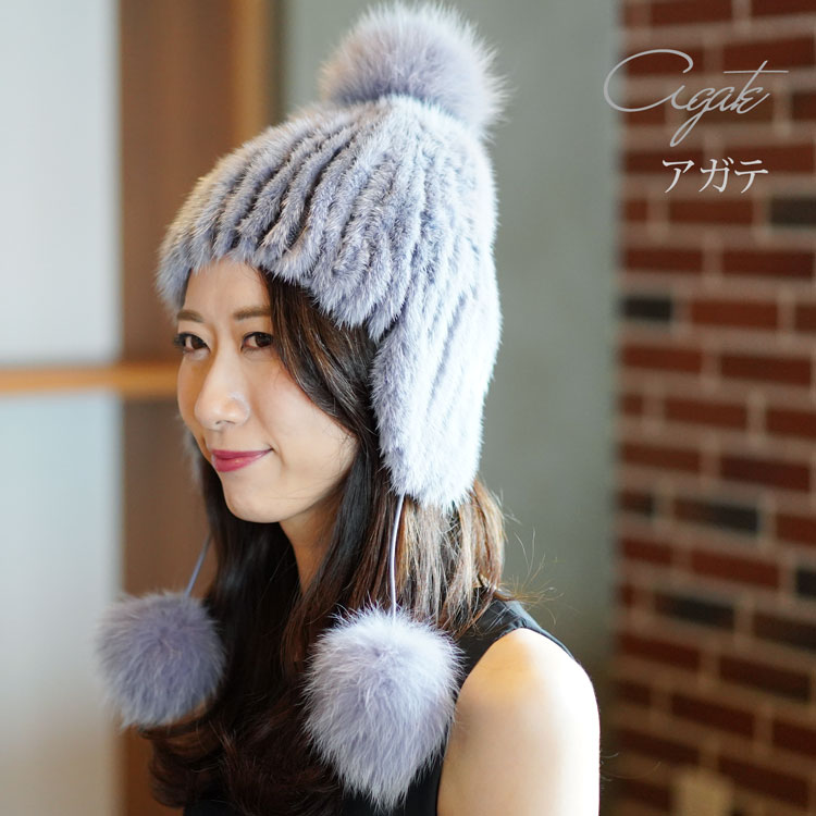 ayane アヤン リアルファーボンボンニット帽 ブラック 【公式通販】