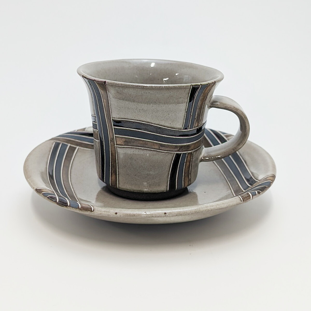 楽天市場】益子焼 カップ＆ソーサー 釉彩線条紋 向山文也 益子焼
