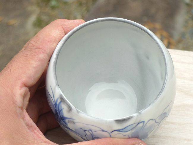 牡丹染付玉湯呑 陶あん - 京焼清水焼 松韻堂
