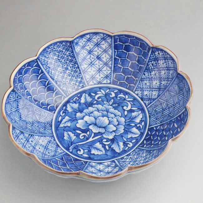 骨董 アンティーク 色絵 祥瑞 金襴手 双菊 瓢箪 向付 変形皿 2枚組