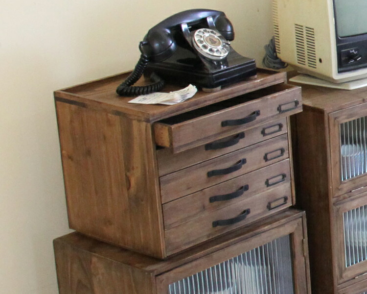 楽天市場】キャビネット 木製 5段 [ブラウン] CCR106 小物収納