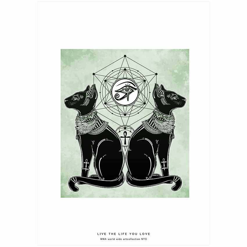 エジプト ビンテージポスター 猫 Bastet Cat by M. Azmy