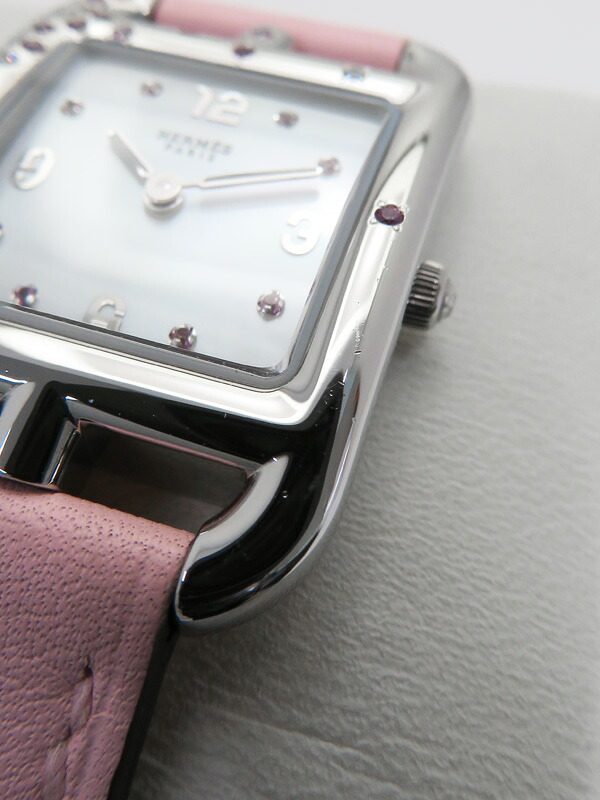 HERMES エルメス ケープコッド希少ピンク文字盤レディース腕時計 稼働