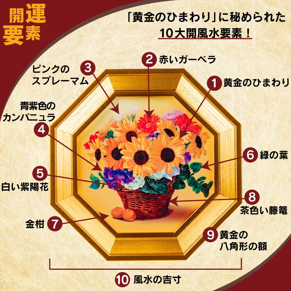 縁起＆金運 黄金に8輪♦️ひまわりの花束♦️アンティーク ゴールド