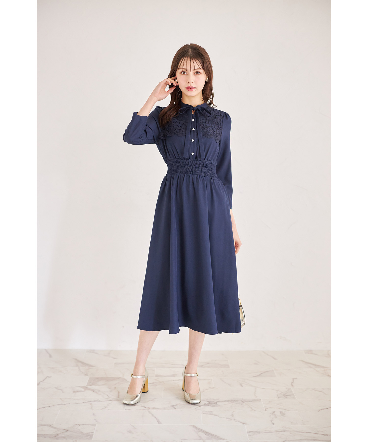 アンティークフランス オーダーメイド手縫 一点物ブルーボウ付き