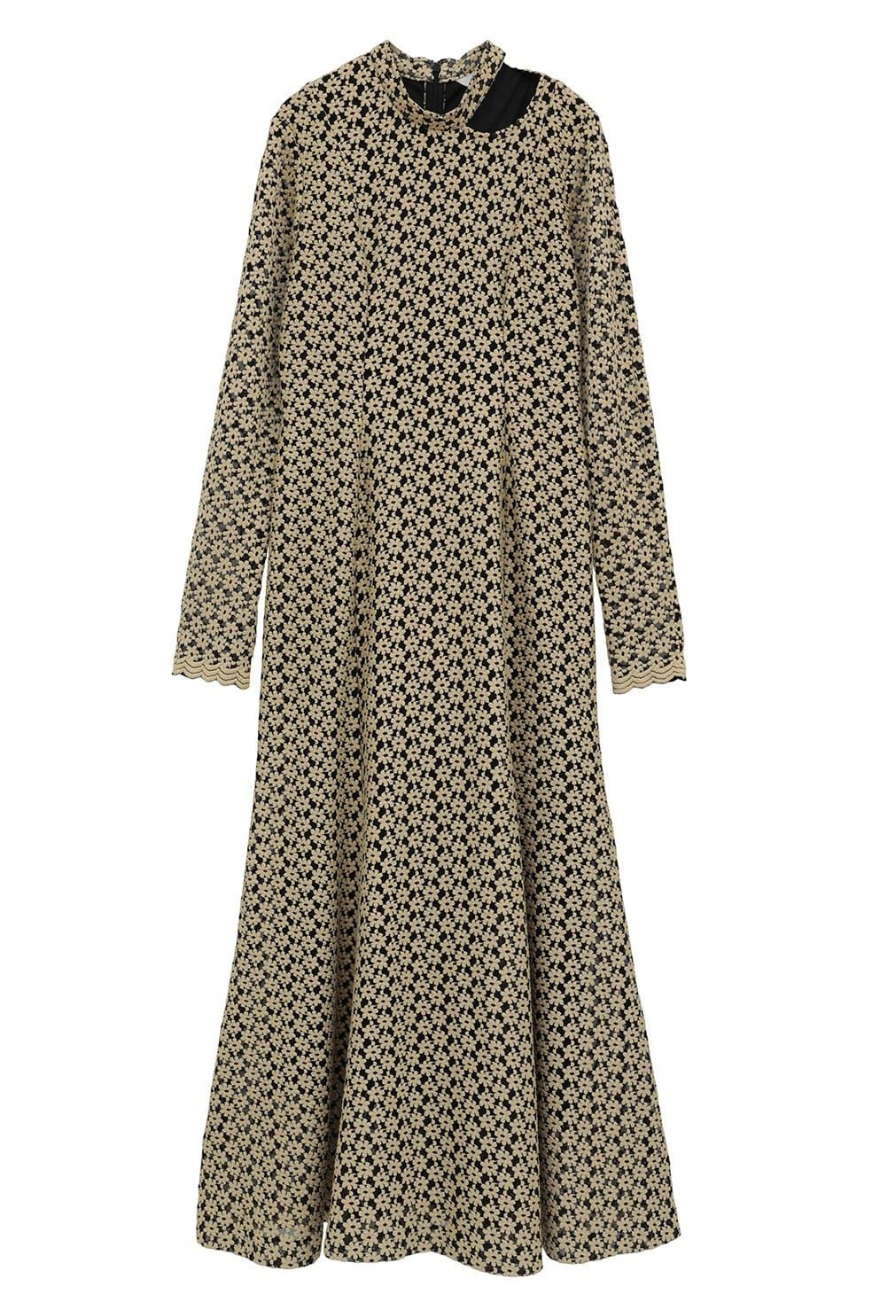 CLANE - フラワーレースワンピース - 3D FLOWER LACE SLASH NECK