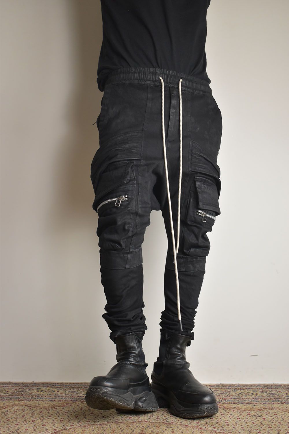 A.F ARTEFACT - Stretch Denim Coating Cargo Saruel Skinny