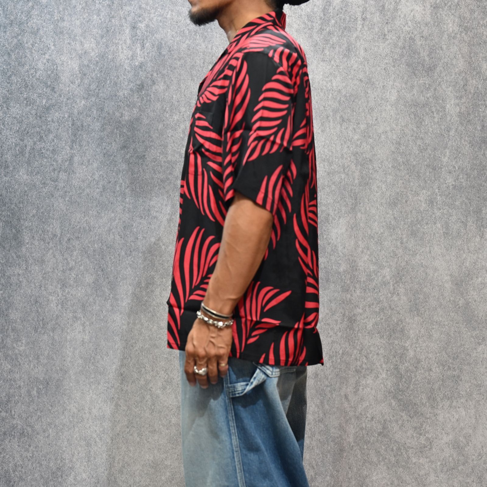 MINEDENIM - × WACKO MARIA Leaf Motif Hawaiian Shirt （BLACK×RED