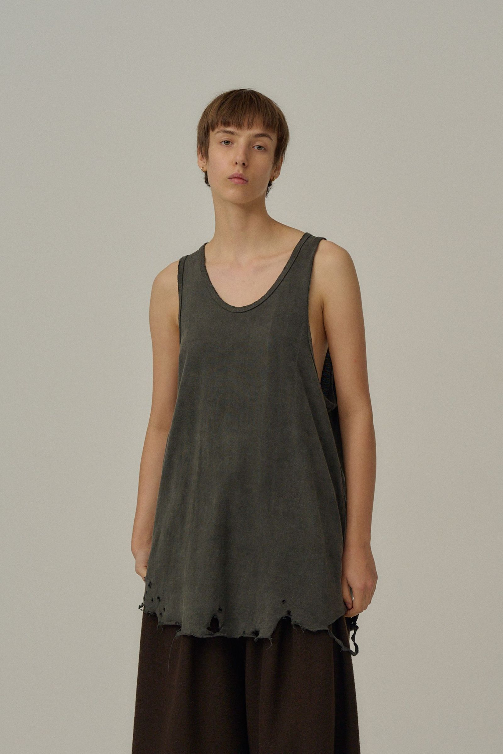 ANCELLM - DAMAGE TANK TOP | BLACK | タンクトップ | NapsNote
