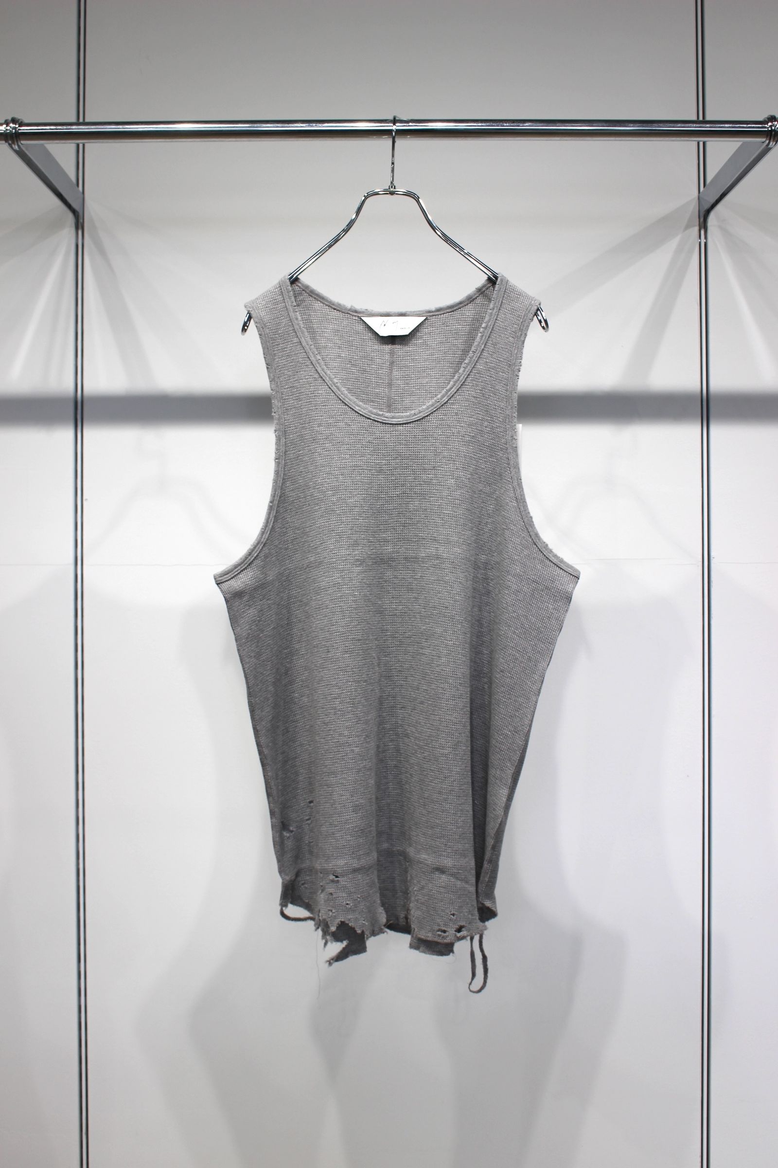 ANCELLM / 25SS/DAMAGE WAFFLE TANKTOP/タンクトップ/1/コットン/GRY