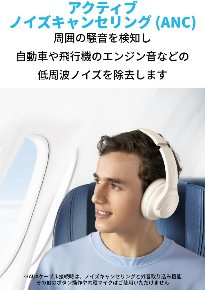 ブルートゥースヘッドホン Soundcore Q20i ホワイト A3004Z21 ［ノイズ