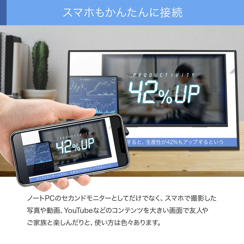 USB-C接続 モバイルモニター PROMETHEUS CAST UQ-PM15CST2-Q ［15.6型