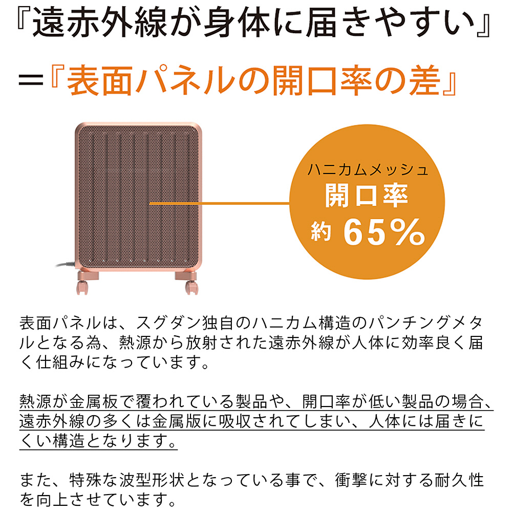 オイルレスヒーター（1500W）ケノンヒーター ピンクゴールド KH358-02