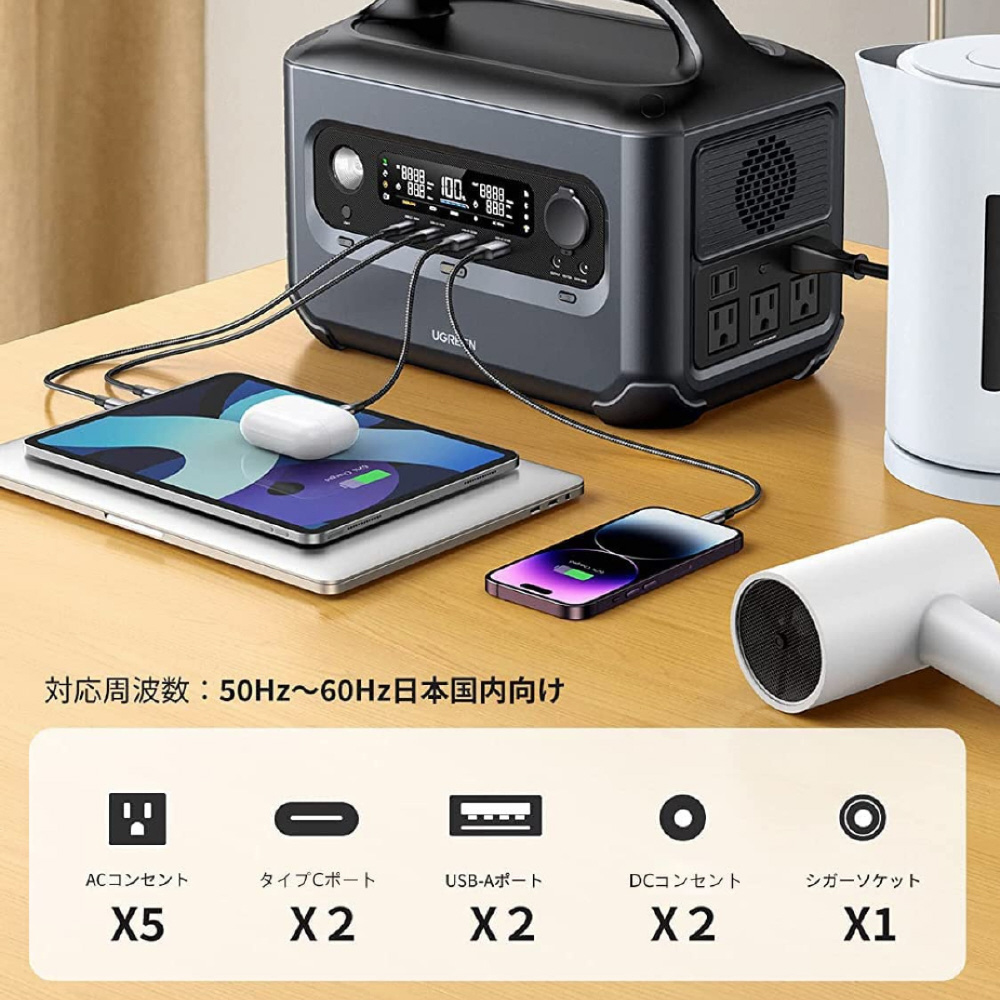 新品未使用】UGREEN ポータブル電源 PowerRoam600 【公式通販】