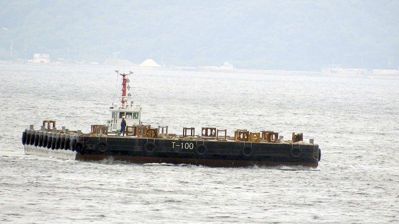 ワンオフ】HO 完成品 艀 はしけ バージ 船 ストラクチャー サルベージ