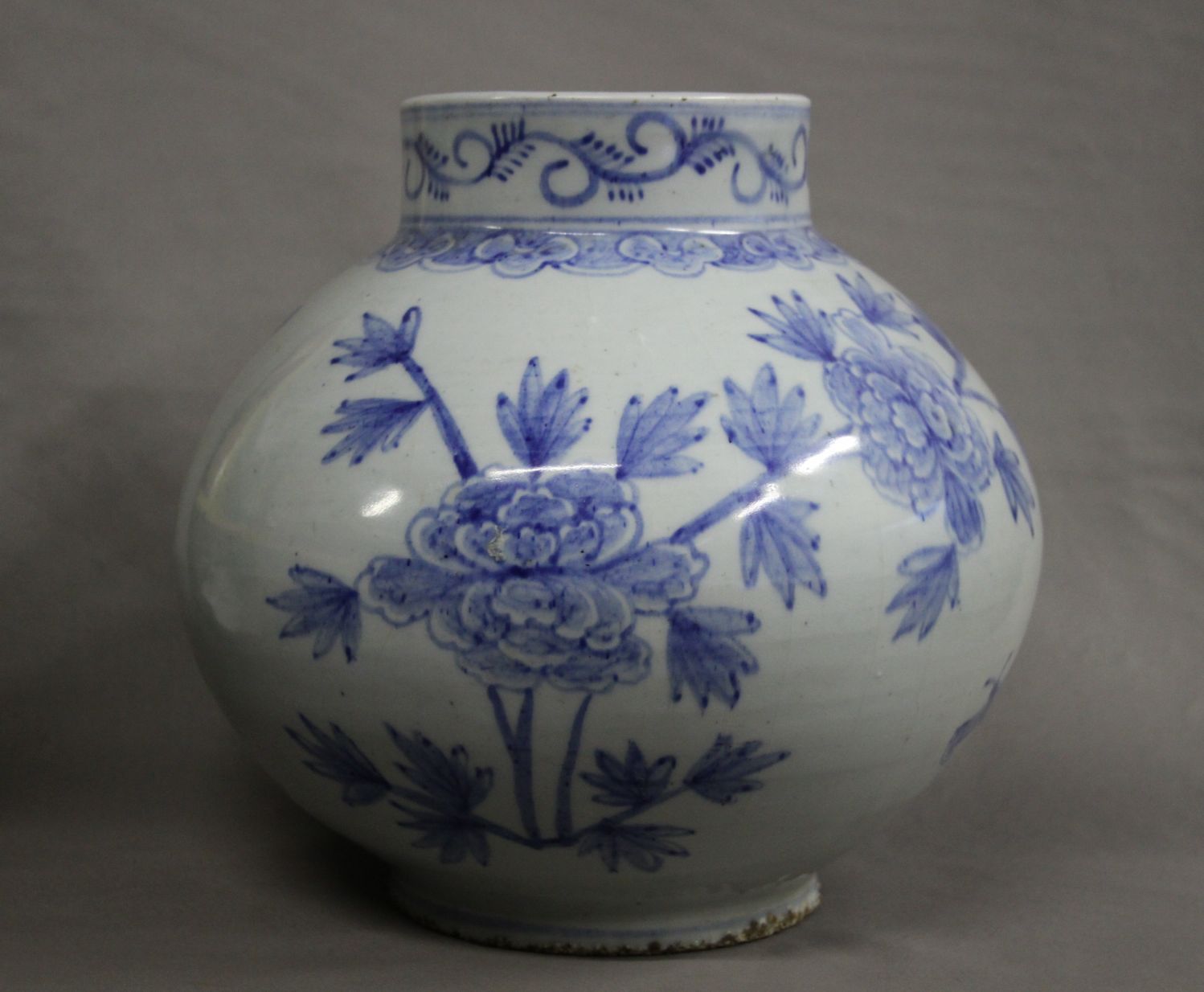 朝鮮美術李朝高麗白磁染付花文丸壷DR6758