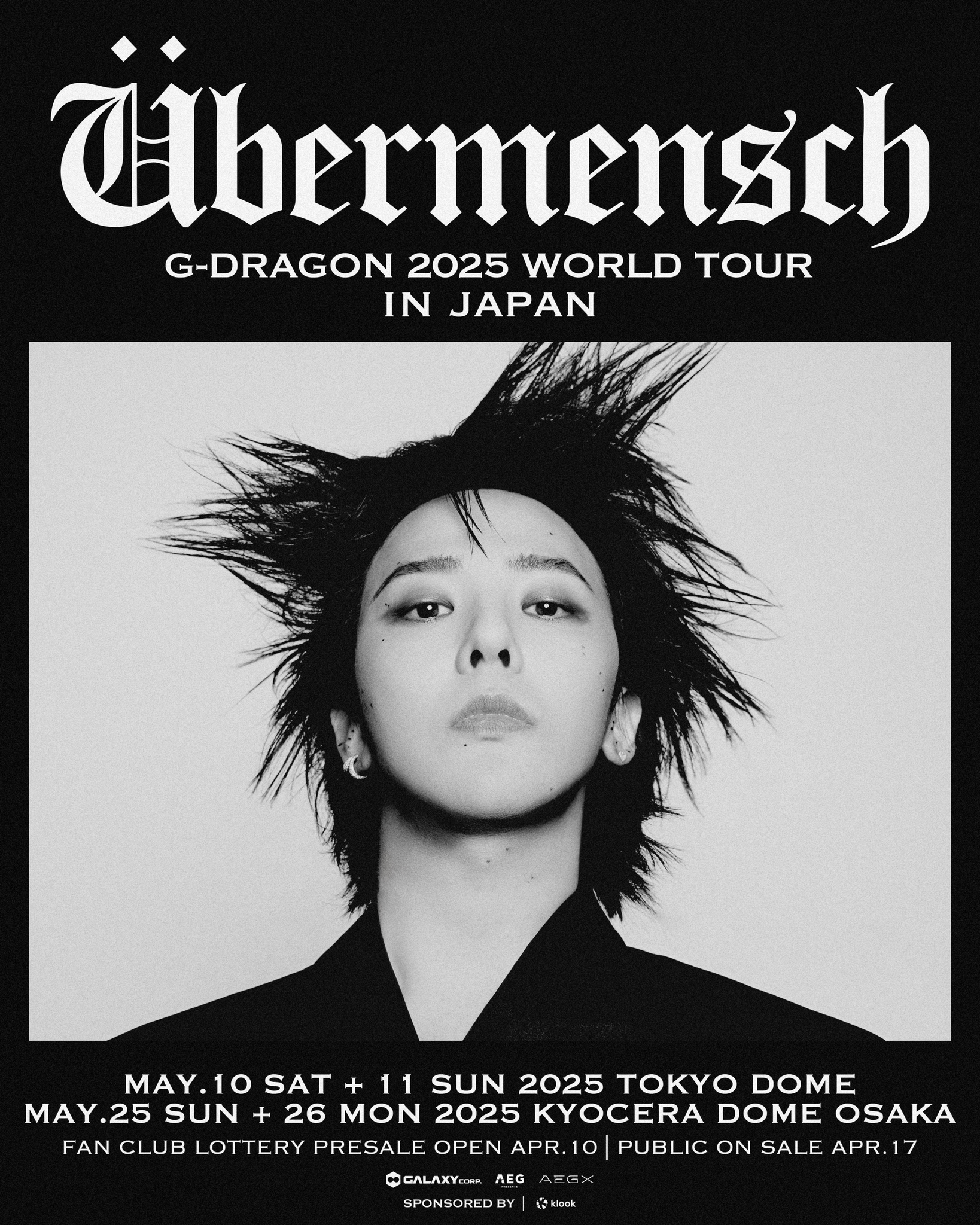 G-DRAGON 2025 WORLD TOUR [Übermensch] IN JAPAN ANNOUNCEMENT G