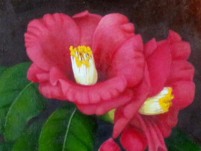 志村好子「椿」（赤）油彩・F0・絵画専門店ムナイ