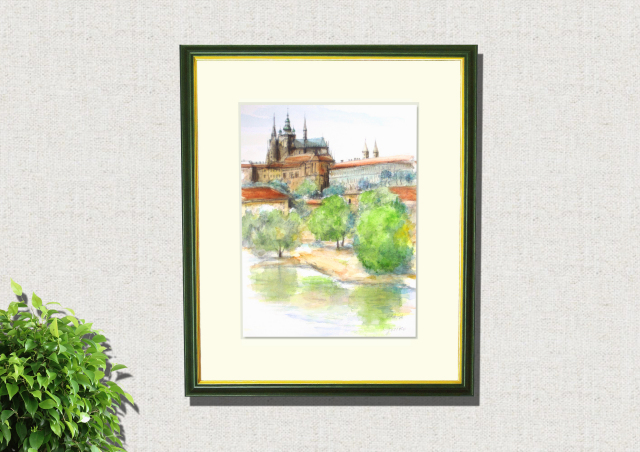 ヨーロッパ風景画「PRAHA（プラハ）」志村好子・水彩画（絵寸252