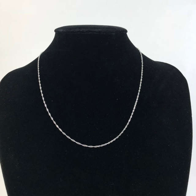 14K ホワイトゴールドチェーン 40cm シンガポール チェーン ねじれタイプ