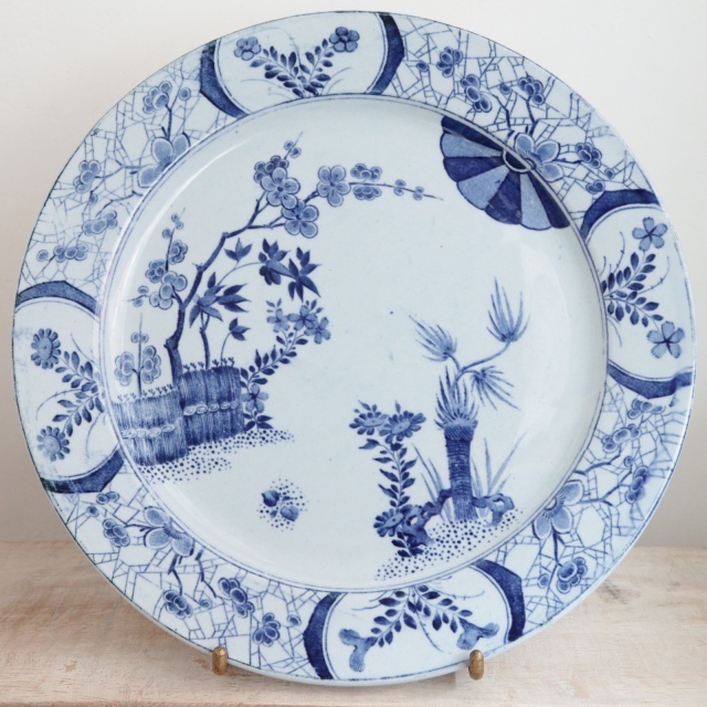 アンティーク クレイユモントロー インディゴの水仙 22㎝プレート2枚