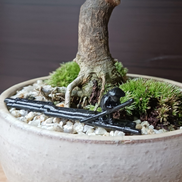 ミニチュア 添配 盆景 蝋型鋳物 銅製 筏（いかだ） オブジェ 枯山水