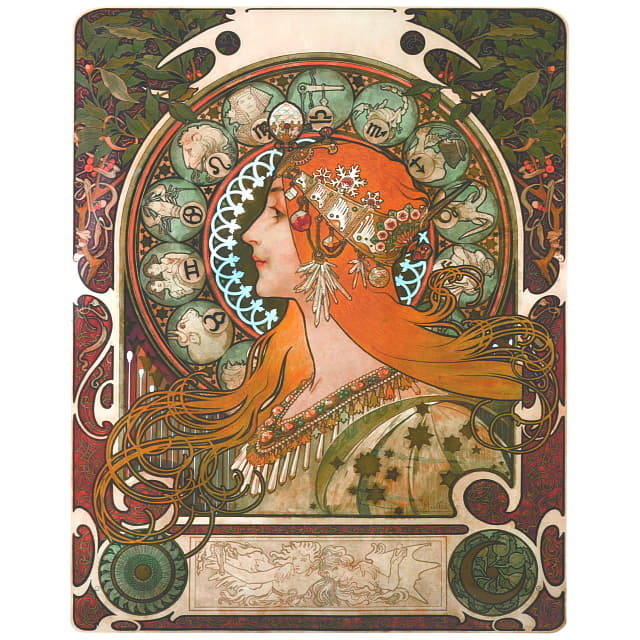 ミュシャ「黄道十二宮（ゾディアック）」複製画 ロサンゼルス工房制作