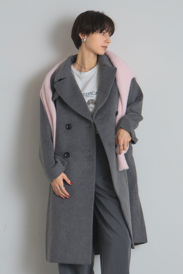 ウール混ビッグカラーチェスターコート