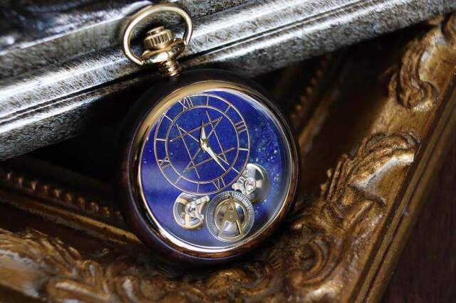 POCKET WATCH MODEL 懐中時計/ラピスラズリ 45mm エボニー天然木ケース