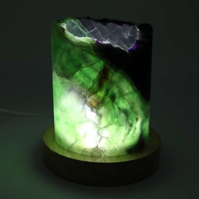 フローライト 筒型 卓上LEDライト台座付き パワーストーン 天然石