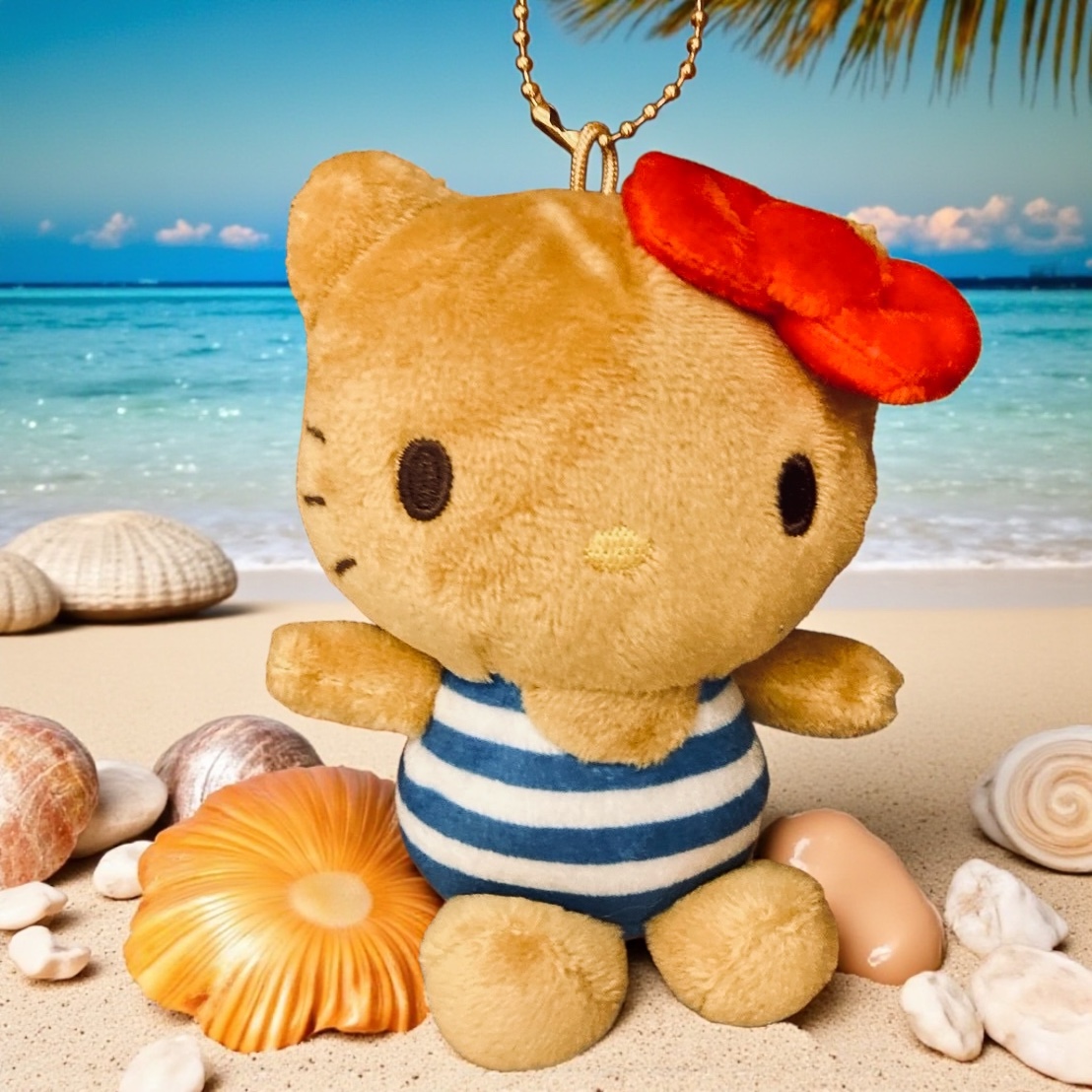 2004年 ハローキティ 根付け 夏休み 海バージョン ストラップ 日焼け