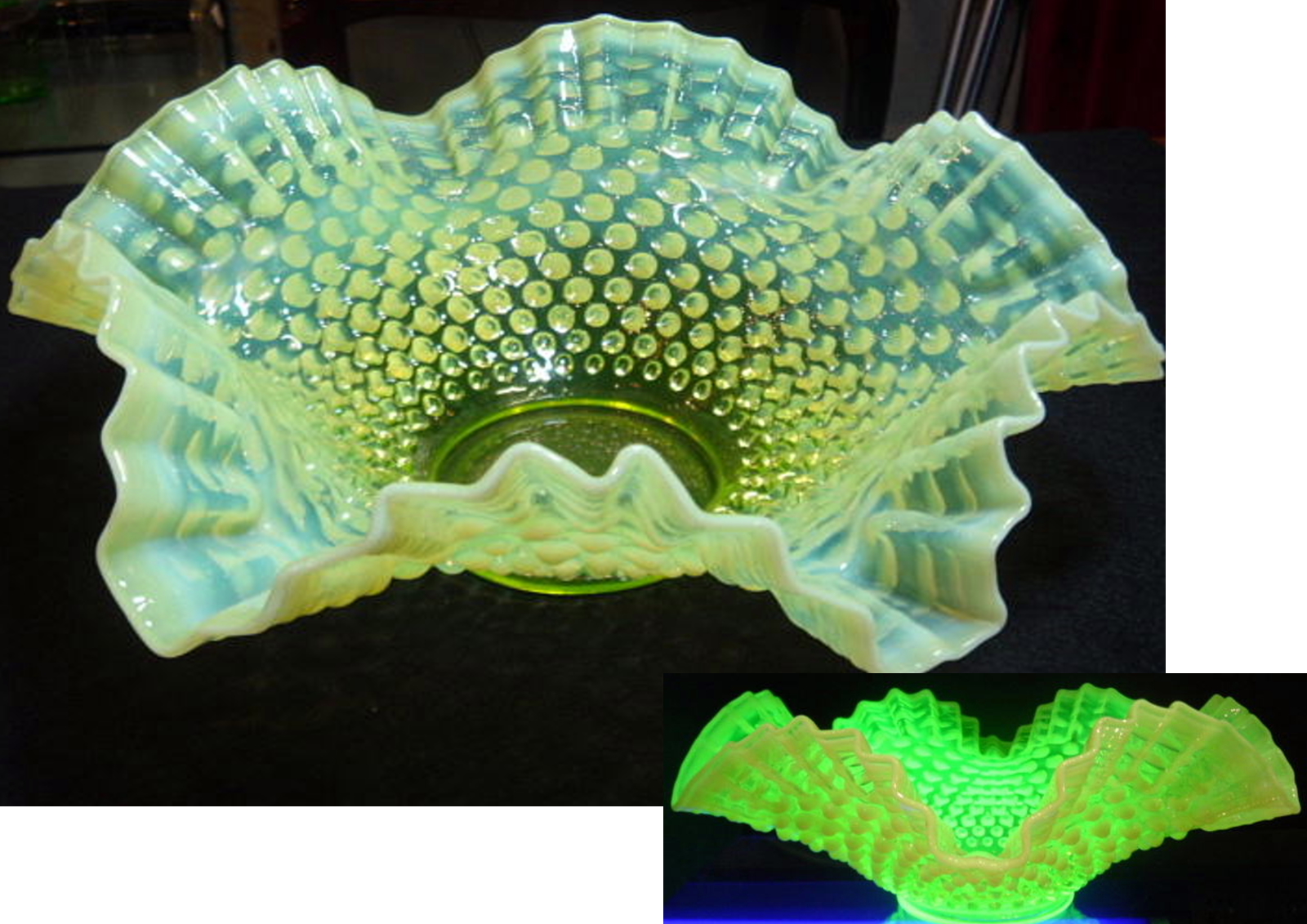 フェントン社 ホブネイル トパーズオパールセント（ウランガラス